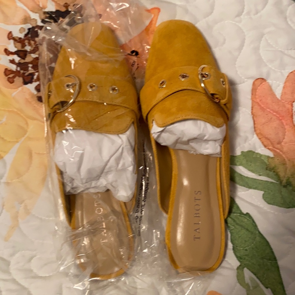 Talbots gold suede slip inside